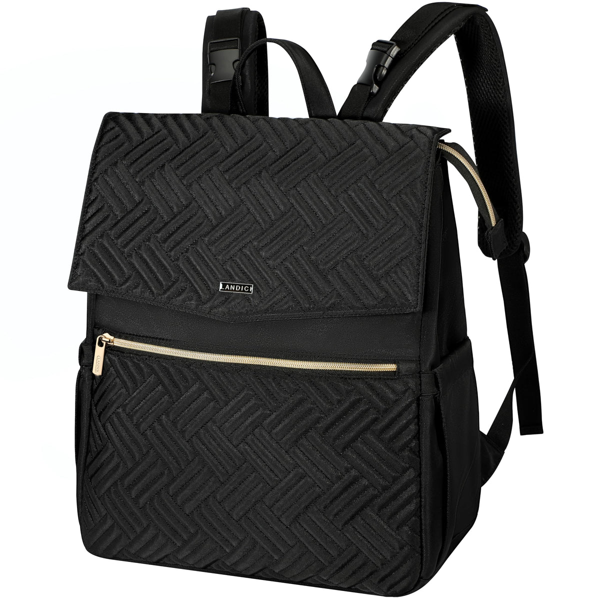LANDICI diaper bag backpack exterior—ample pockets for on-the-go organization.