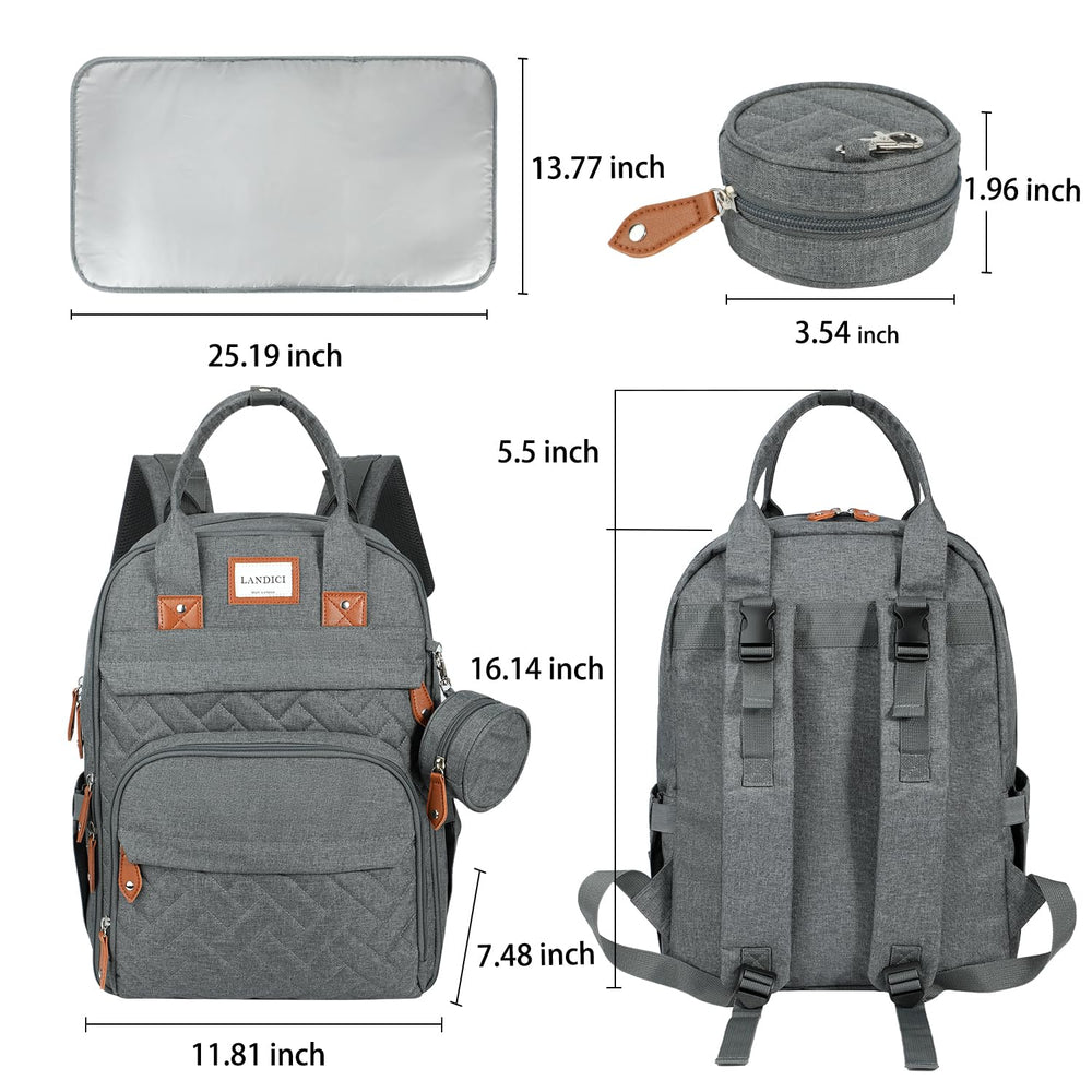 LANDICI diaper bag backpack foldable diaper pad aids quick and clean changes