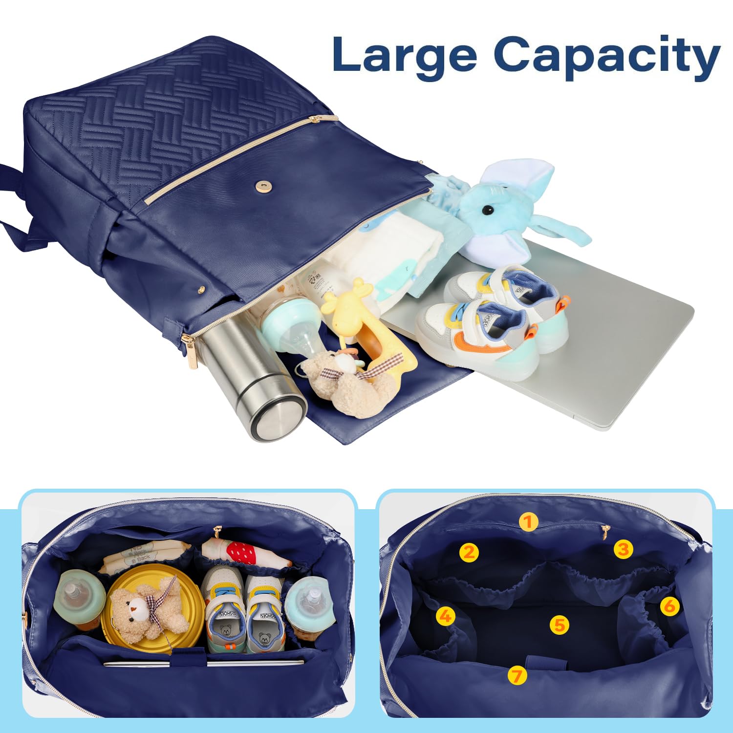 LANDICI diaper bag backpack laptop compartment fits a 15.6 inch laptop