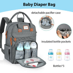 LANDICI diaper bag backpack open compartments shows easy access to baby gear