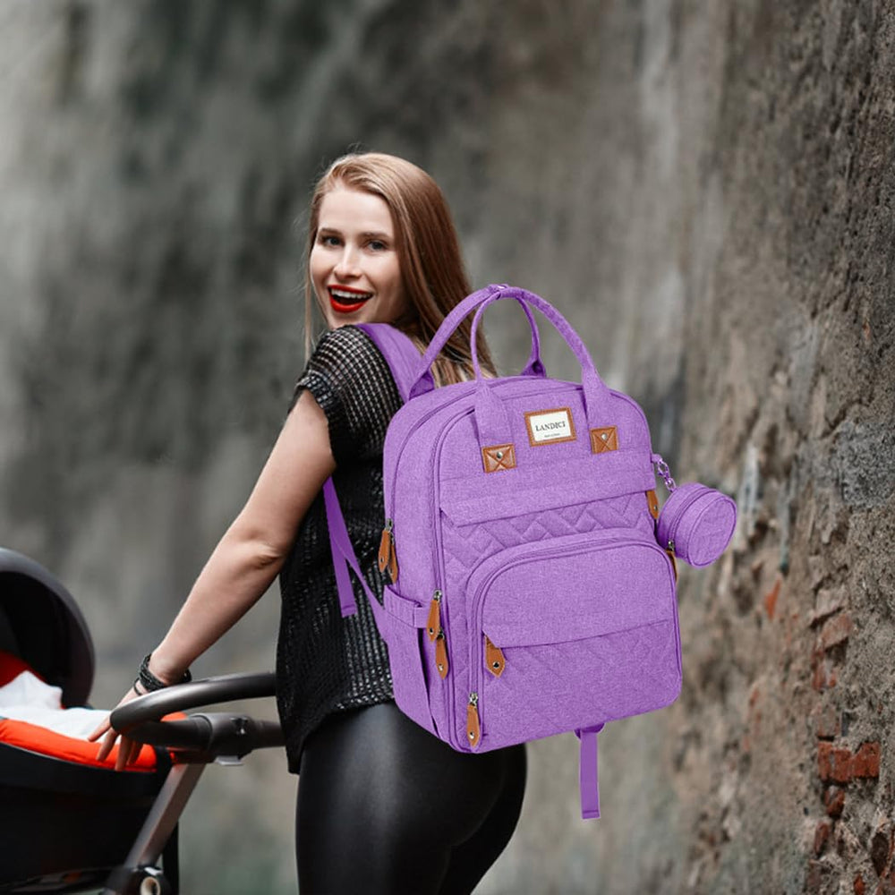 LANDICI diaper bag backpack organized compartments for quick item retrieval