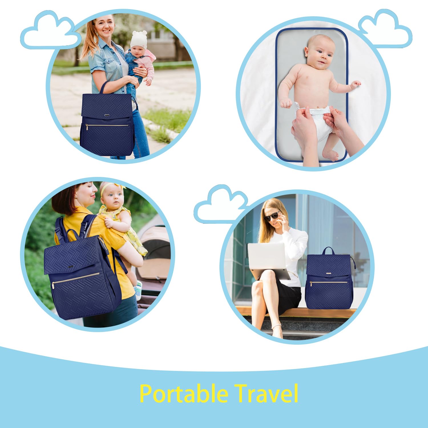 LANDICI diaper bag backpack stroller straps for hands-free strolling