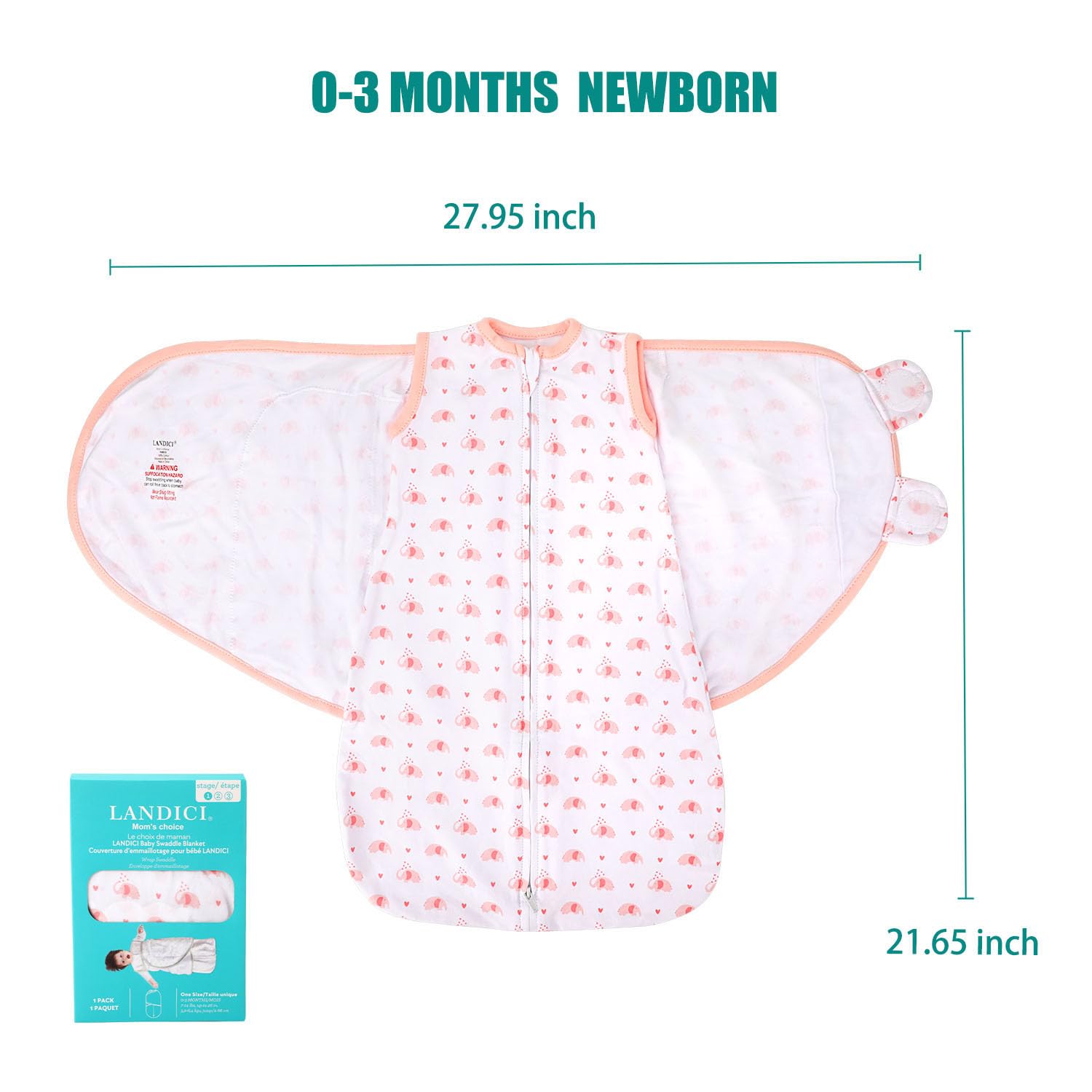 LANDICI newborn sleep sack wearable blanket provides ergonomic comfort for babies