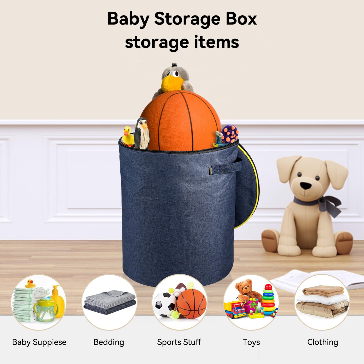 LandICI toy storage organizer blue collapsed folded saves space when not in use