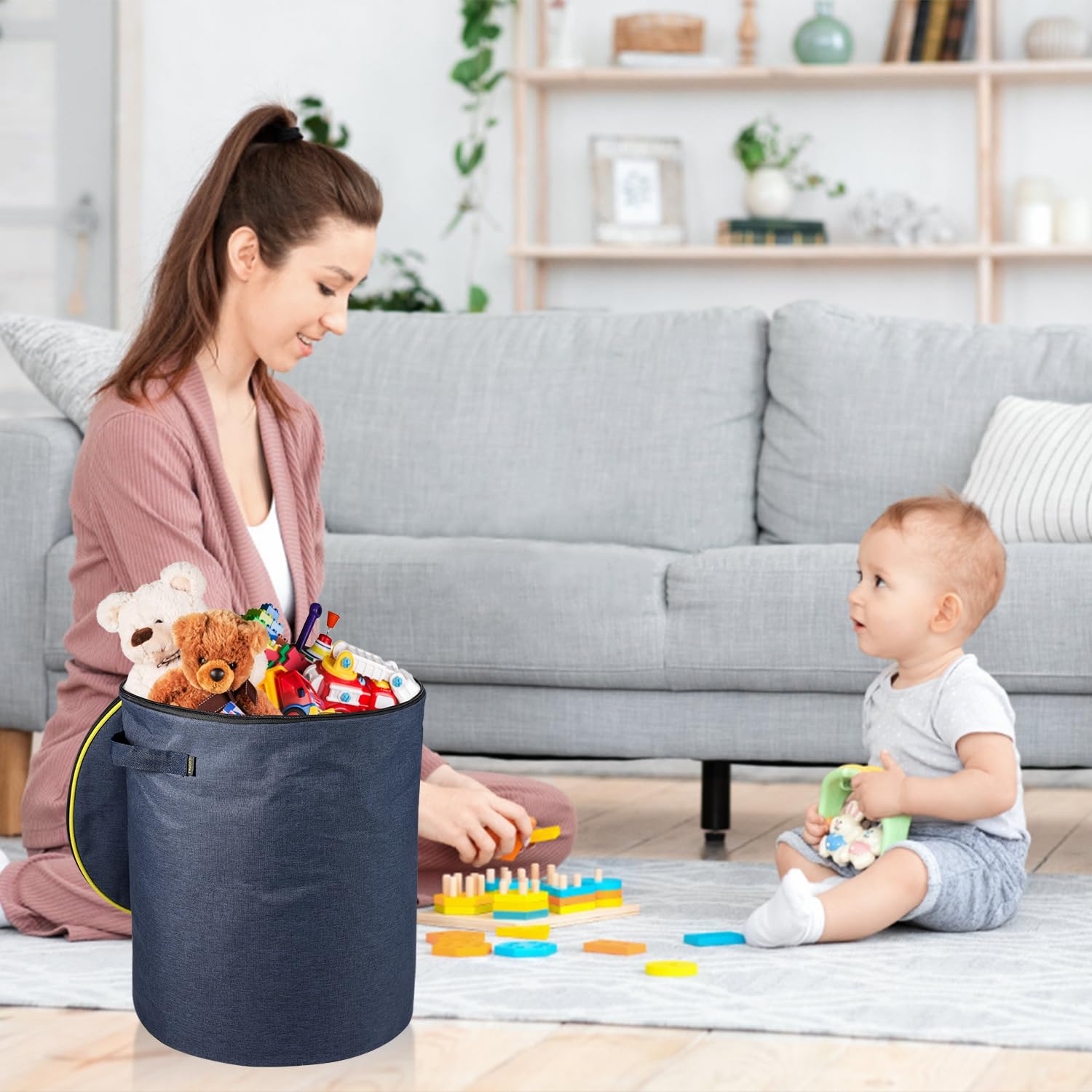 LandICI toy storage organizer blue living room setup fits nurseries and kids' rooms