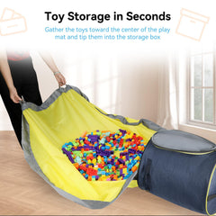 LandICI toy storage organizer blue removable integrated mat for quick cleanup