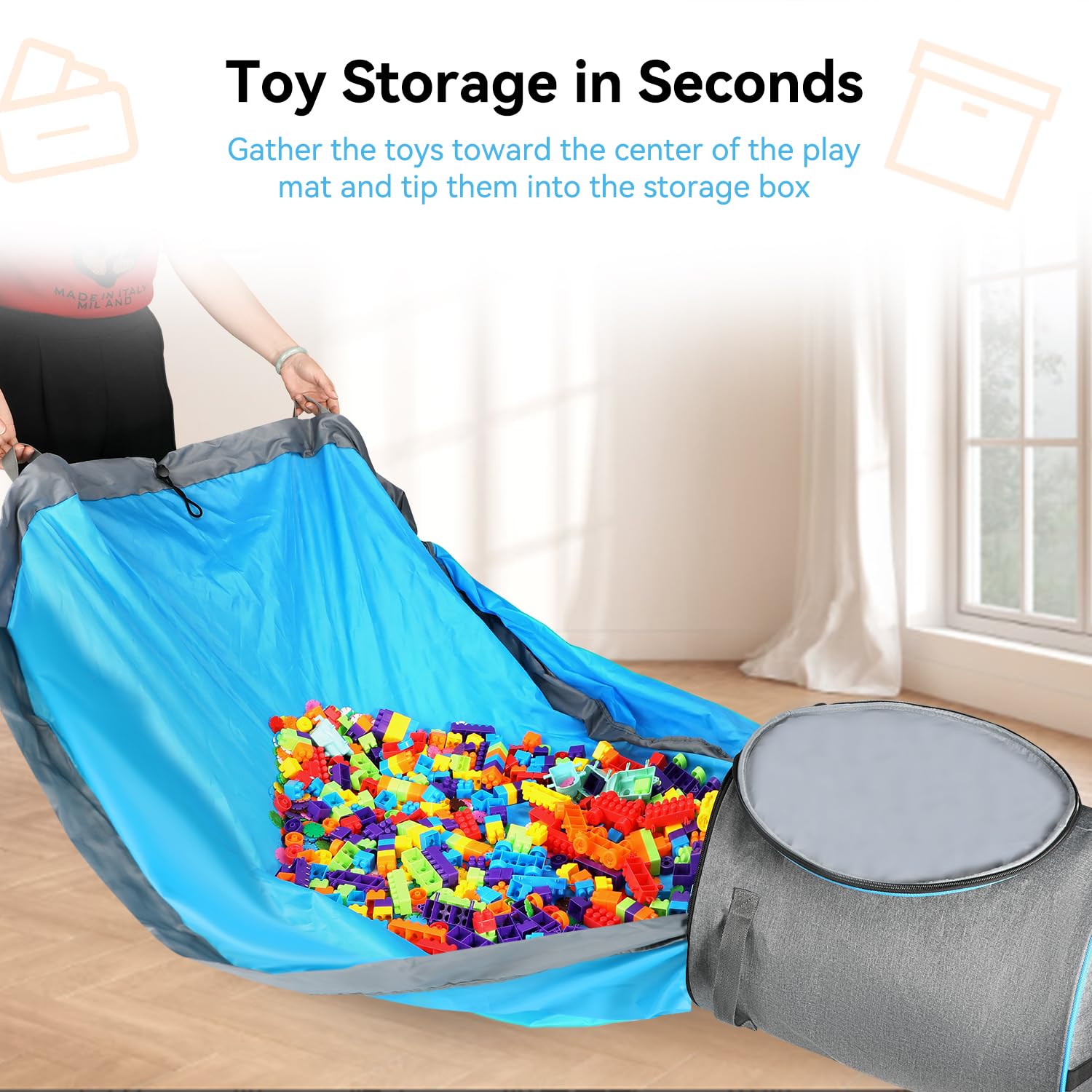 LANDICI toy storage organizer durable linen fabric emphasizes sturdy daily use.