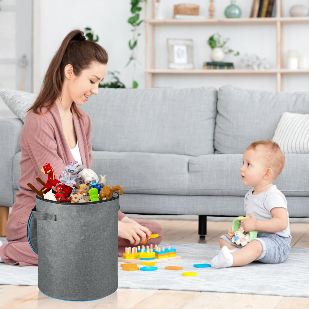 LANDICI toy storage organizer folded storage highlights compact, easy stowaway design.