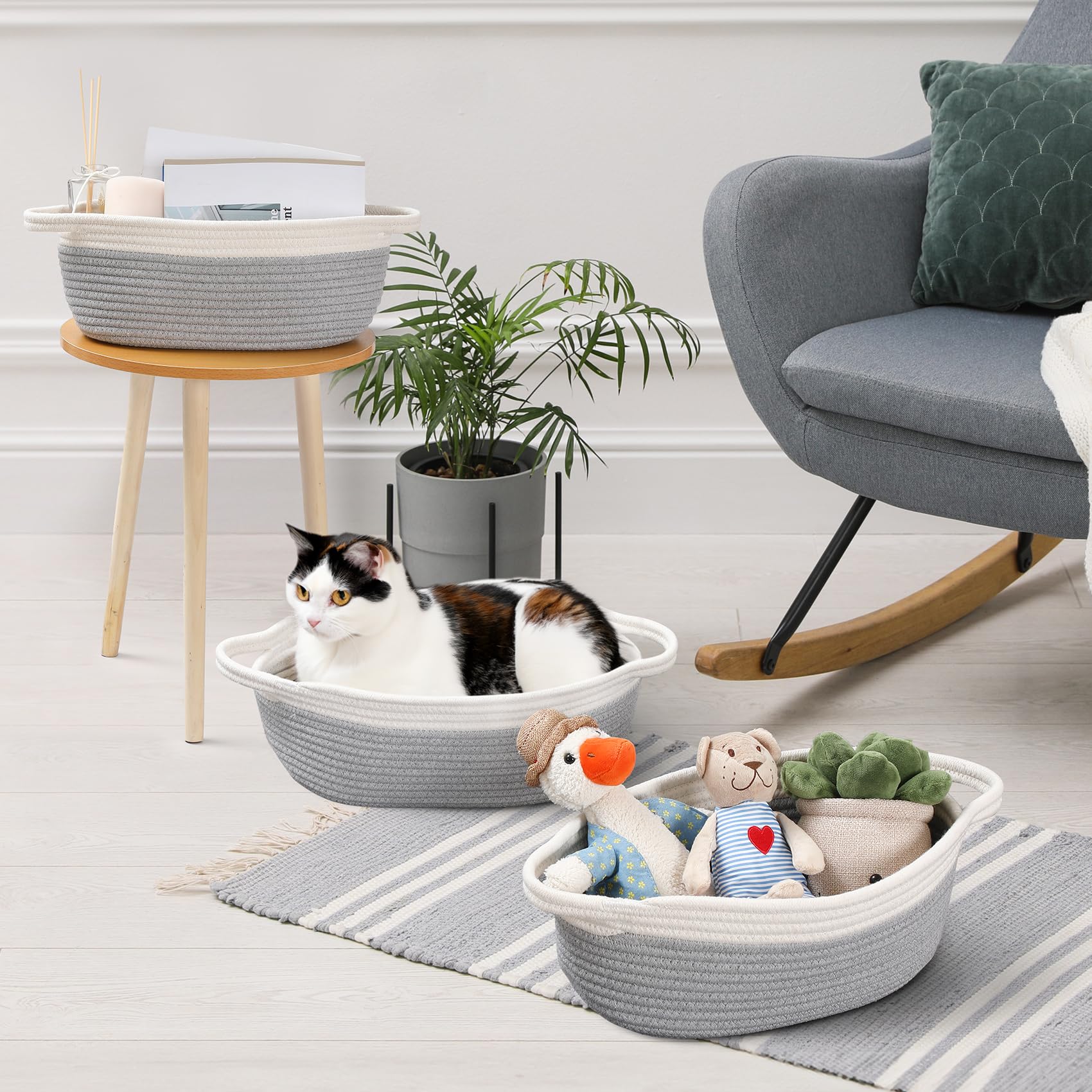 LANDNEOO 4-pack grey baskets present a gift-ready storage solution
