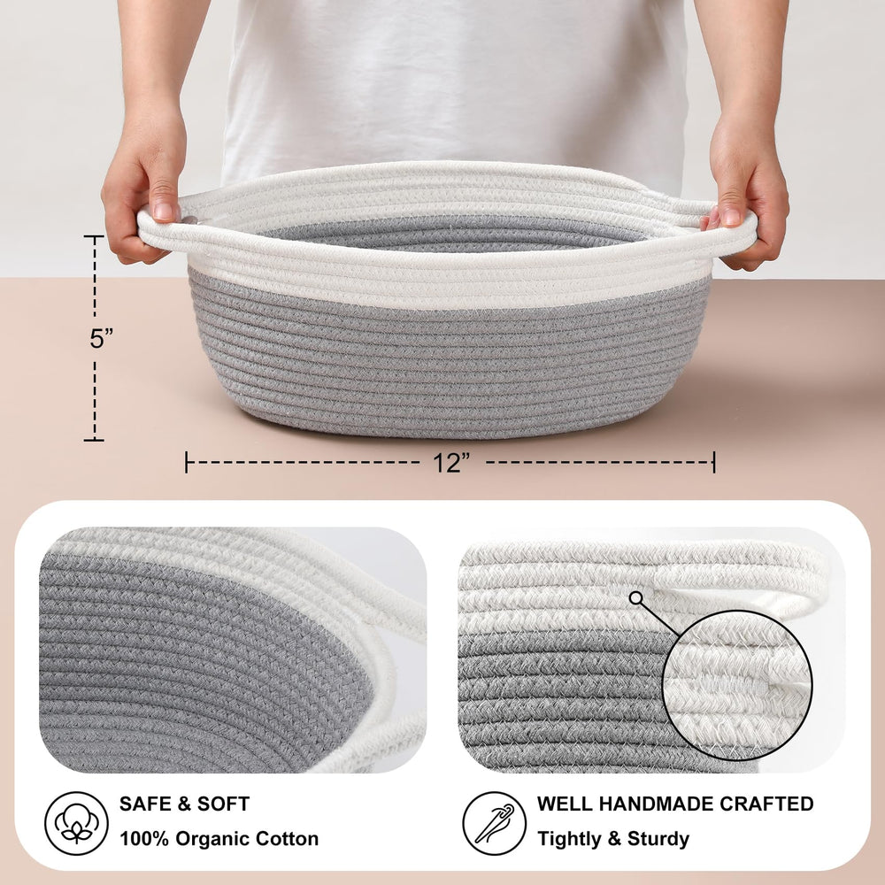 LANDNEOO grey basket organizing books and clothing for neat bedroom storage