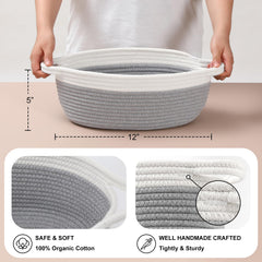 LANDNEOO grey basket organizing books and clothing for neat bedroom storage