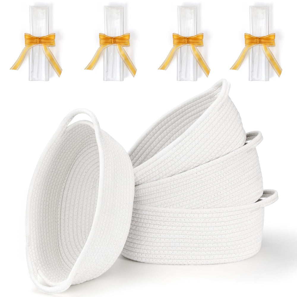 LANDNEOO small woven basket front view for nursery organization with soft cotton rope
