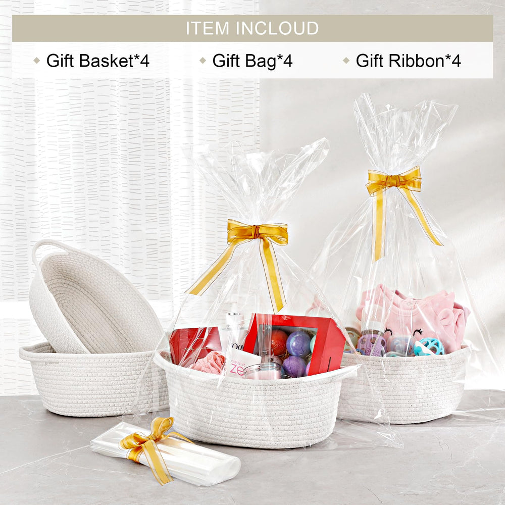 LANDNEOO four-pack woven baskets with gift-ready packaging and ribbons for gifting