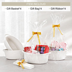 LANDNEOO four-pack woven baskets with gift-ready packaging and ribbons for gifting