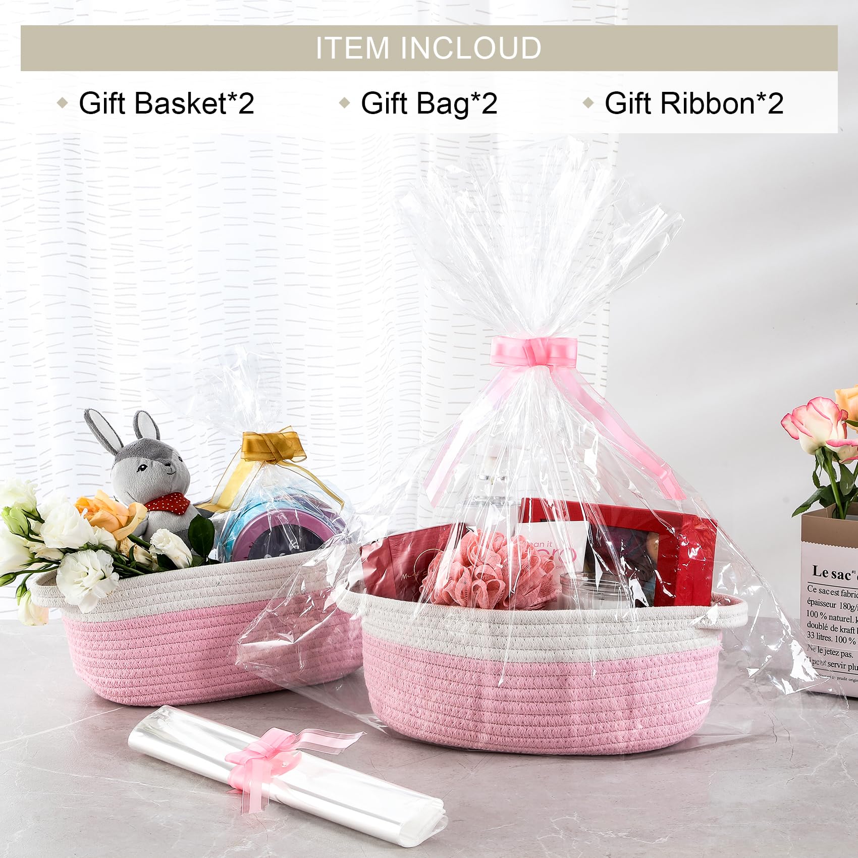 LANDNEOO woven basket pink pack 02 shows sturdy handcrafted detail for everyday use.