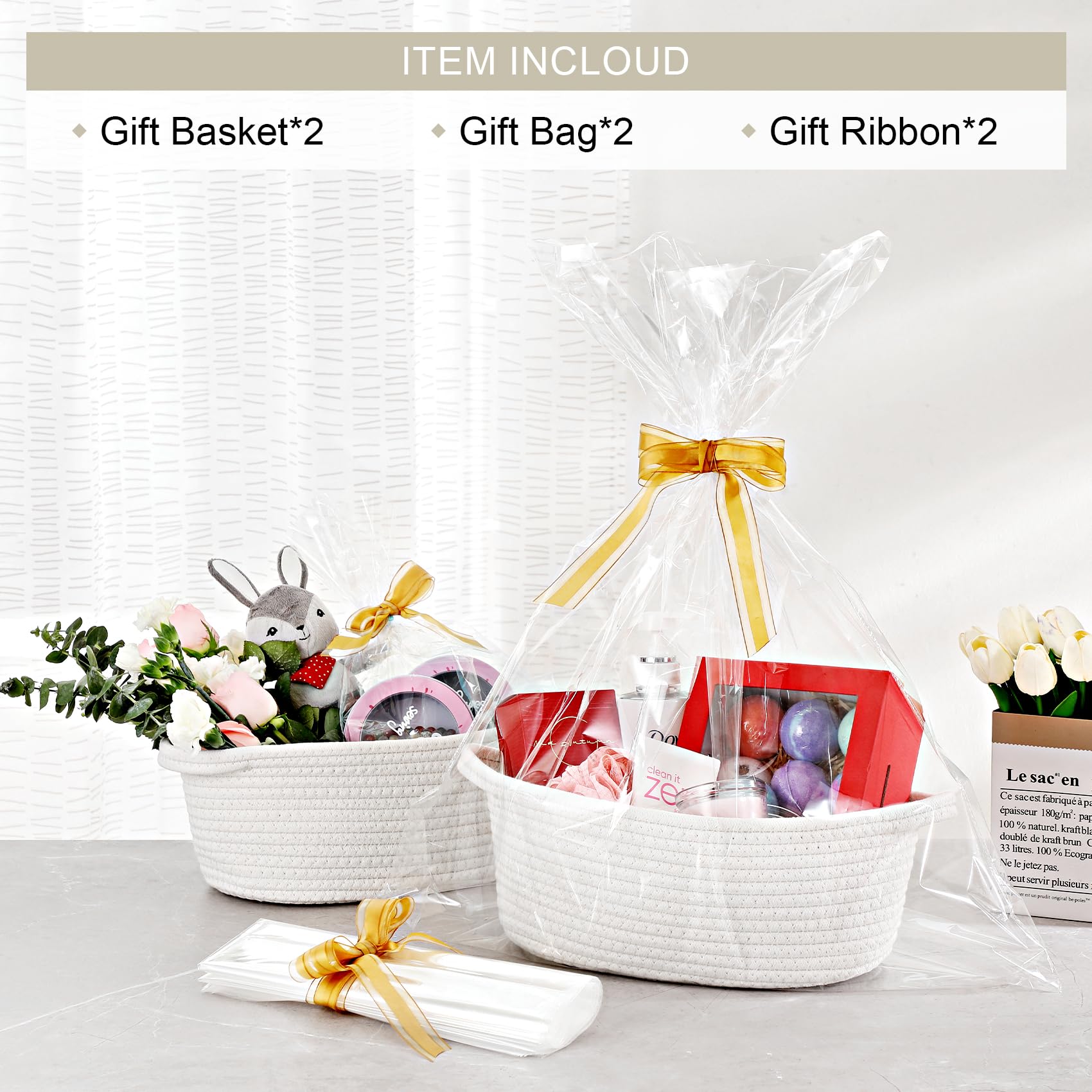 LANDNEOO white 12x8x5 woven basket ideal for nursery storage