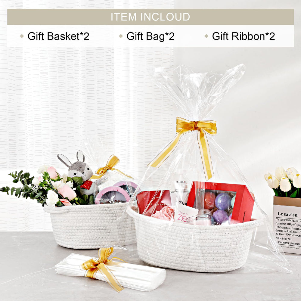 LANDNEOO white 12x8x5 woven basket ideal for nursery storage