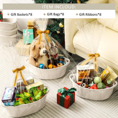 LANDNEOO white woven basket with cotton rope handles for nursery organization