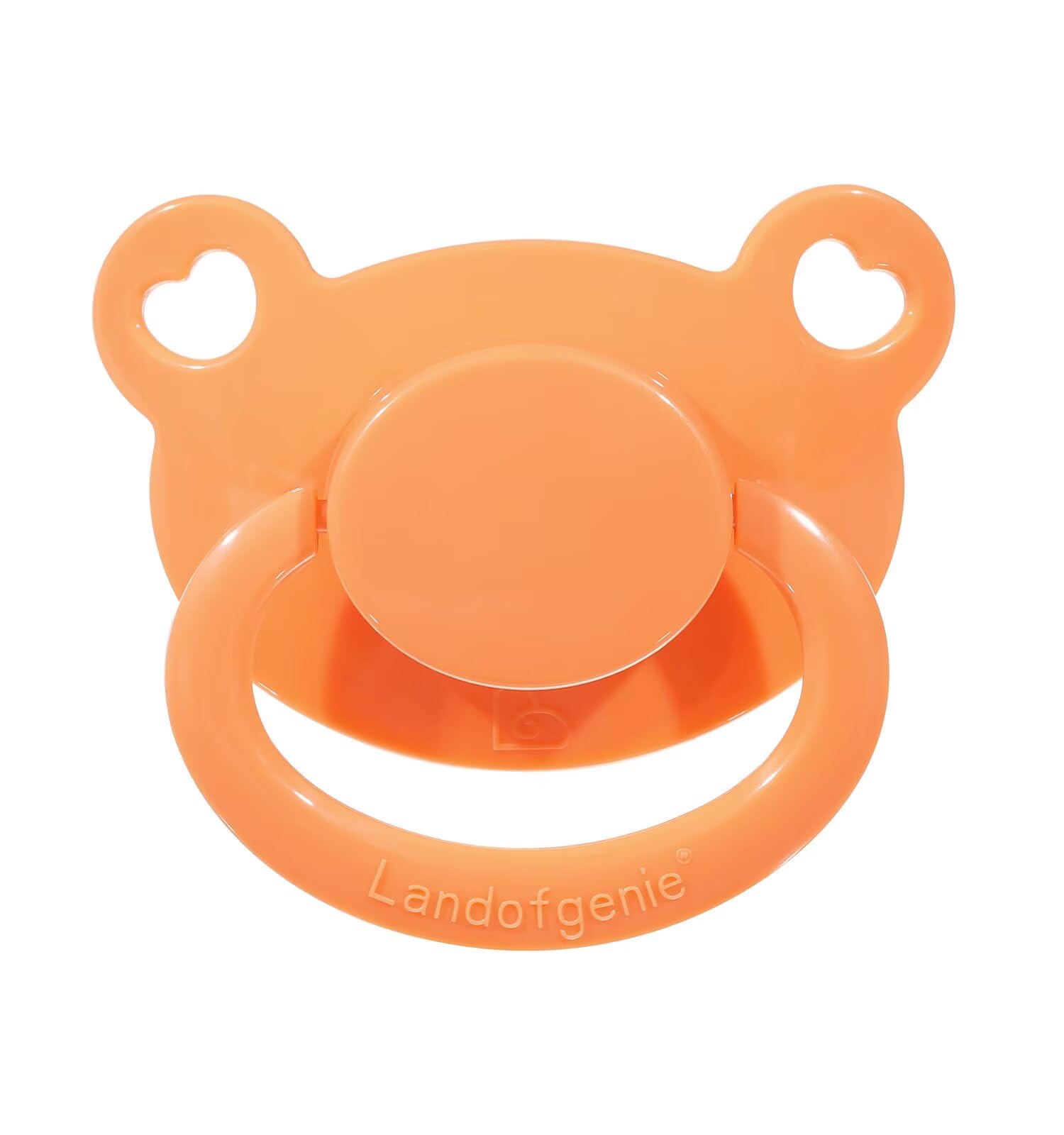 Landofgenie bear-shaped pacifier orange, cozy bear design offering calming sensory relief.