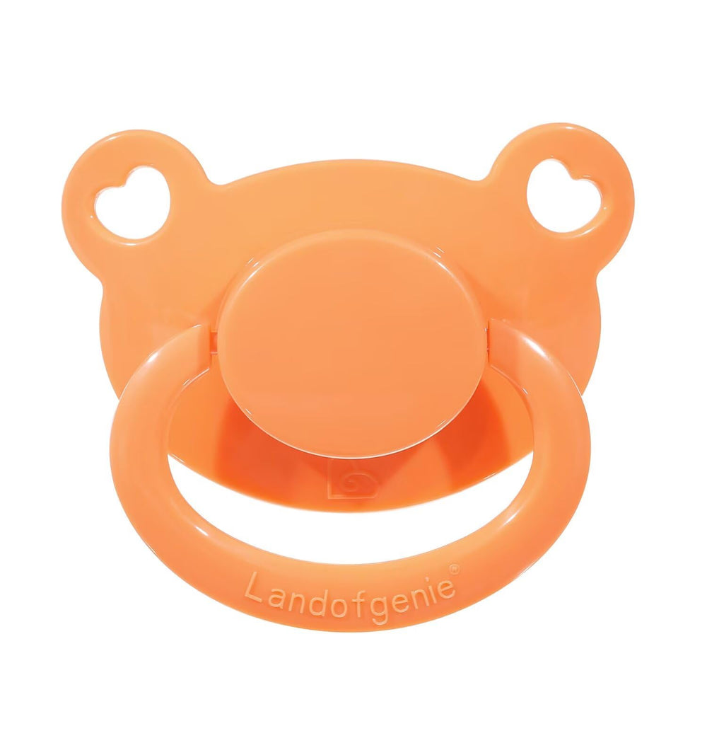 Landofgenie bear-shaped pacifier orange, cozy bear design offering calming sensory relief.