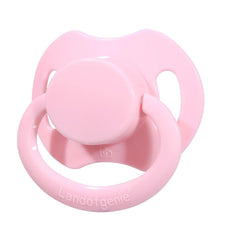 Landofgenie bone-shaped pacifier in orange highlighting ergonomic fit for soothing moments