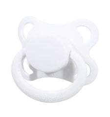 Landofgenie pacifier with shield logo white, unique brand branding for a calming routine