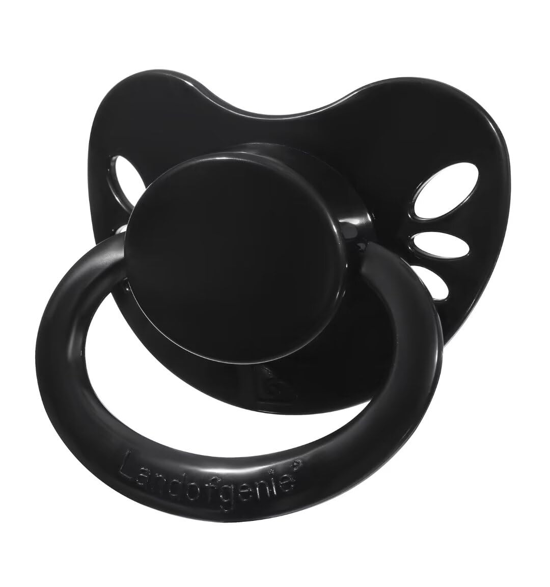 Landofgenie butterfly design shield pacifier black with logo for stylish personal ritual