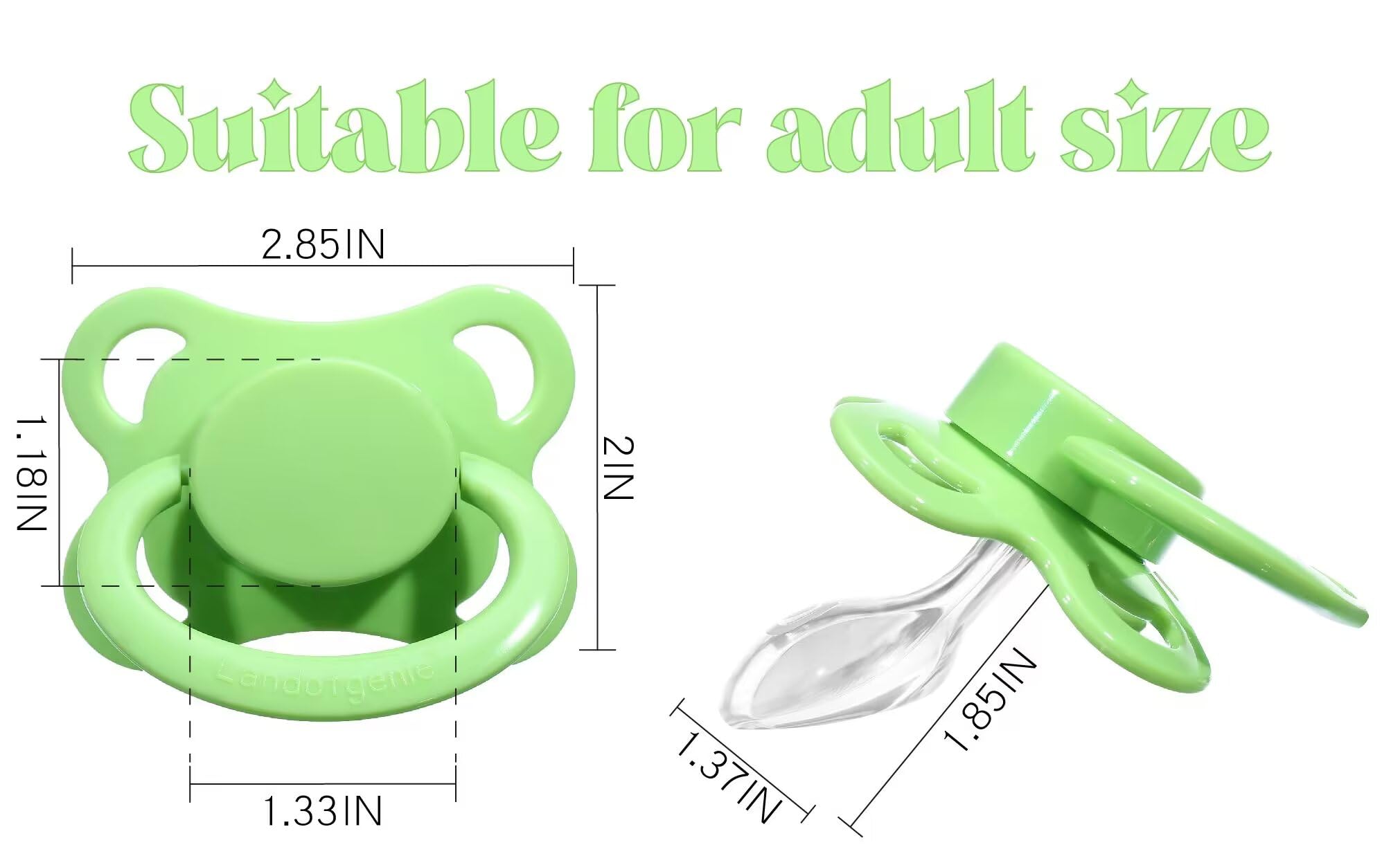 Landofgenie DIY decorating features green; mix-and-match with other pacifiers.