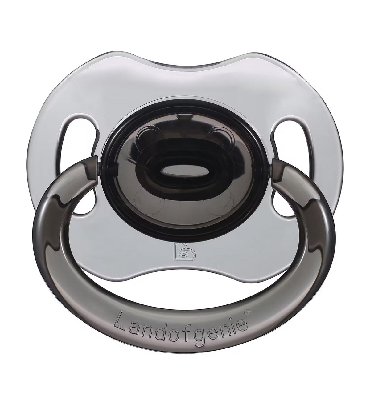 Landofgenie large shield pacifier front view showcases bone design for adult comfort.