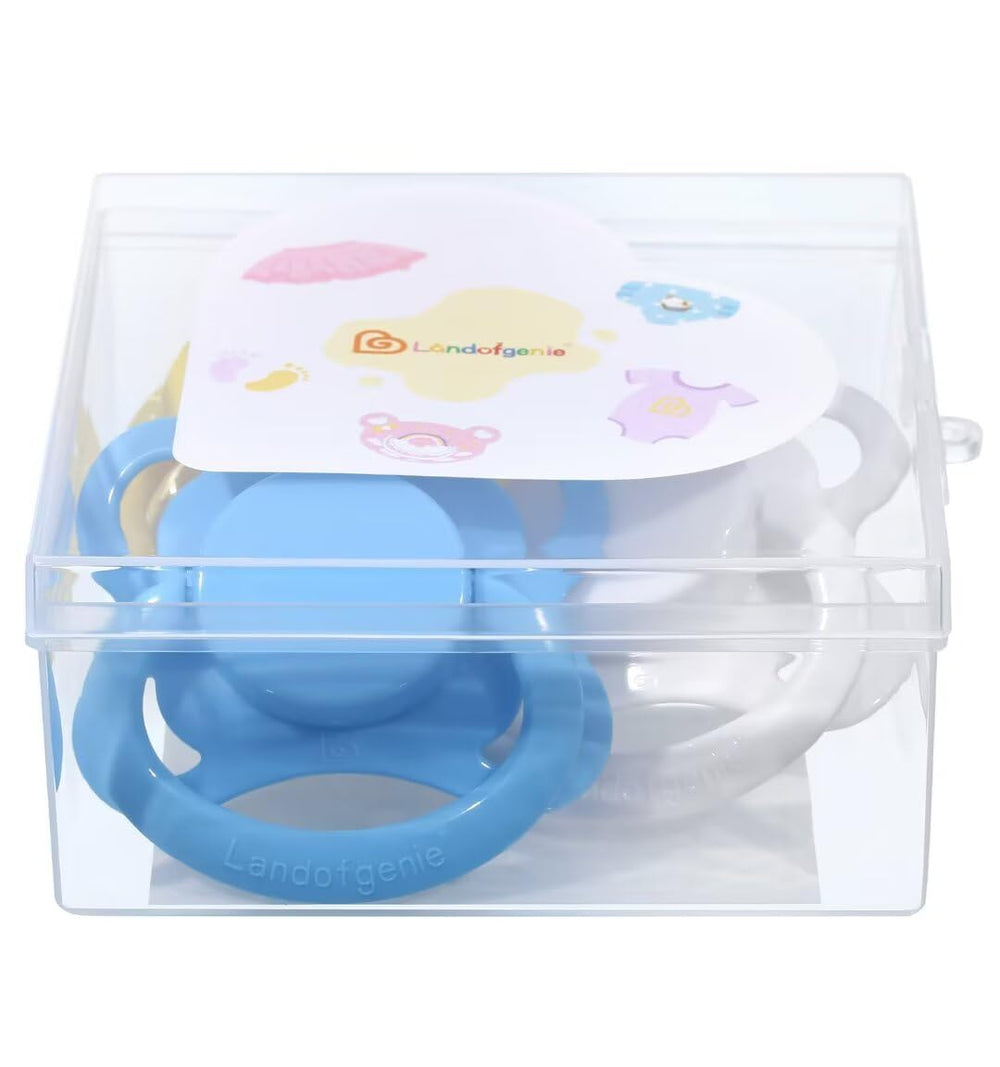 Landofgenie large shield pacifier pack display shows three colors for mix-and-match