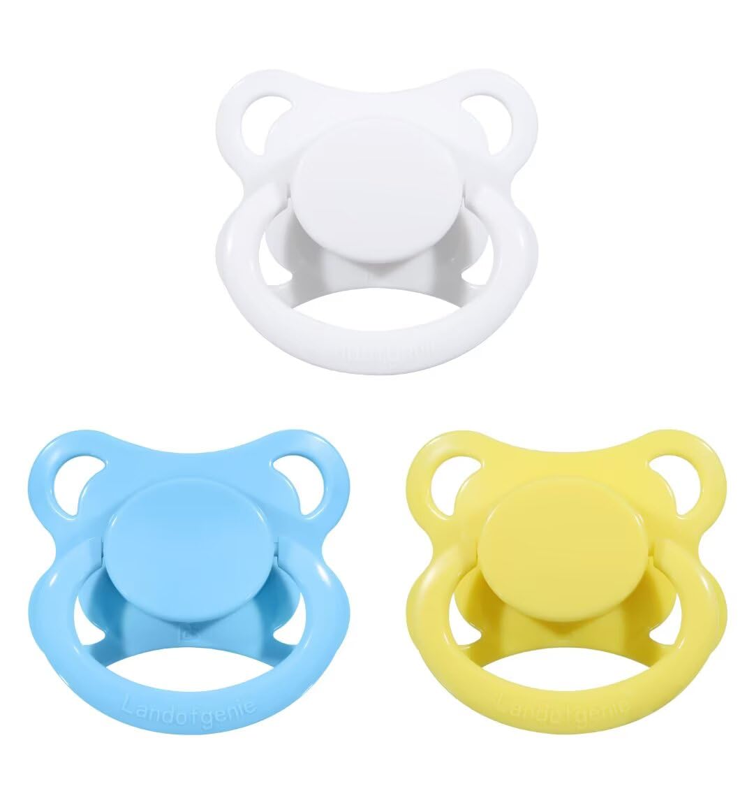 Landofgenie large shield pacifier white moon-front view for soothing use