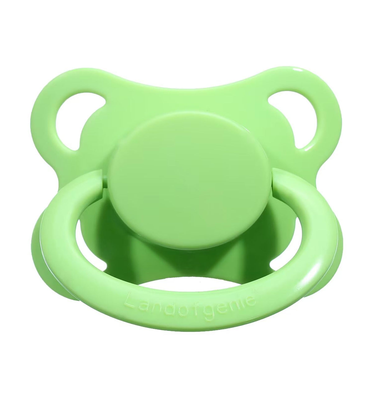 Landofgenie moon-shaped pacifier green; soothing design for adults.