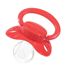 Landofgenie silicone pacifier red shows BPA-free material and safe use