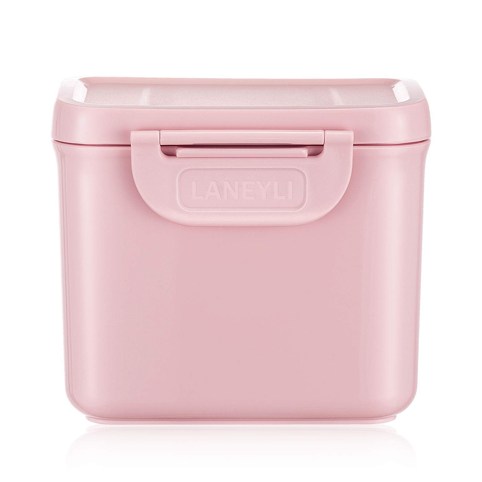 LANEYLI formula dispenser pink front view shows portable feeding storage for travel.