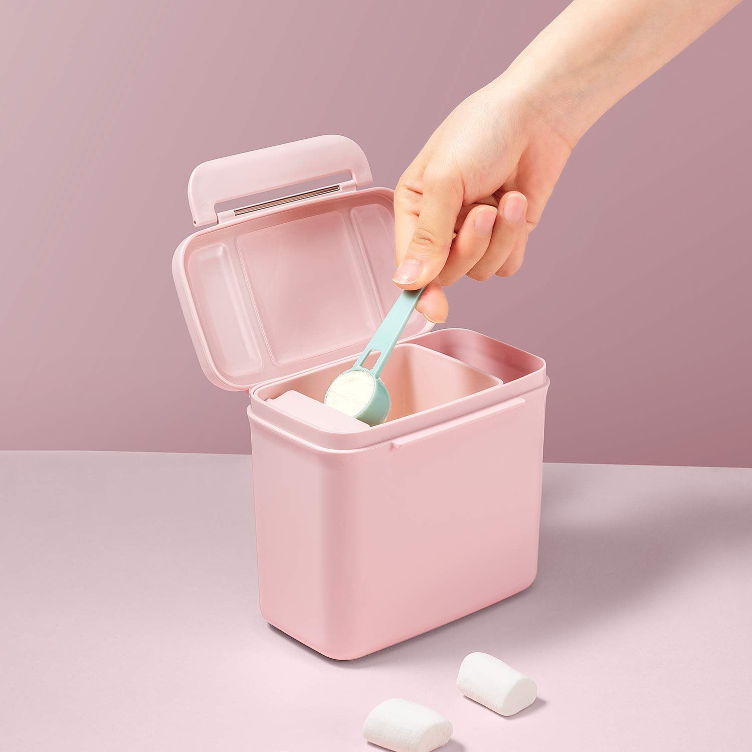 LANEYLI formula dispenser pink compact travel solution for growing families on the go.