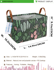 LANGYASHAN canvas fabric storage bin with cartoon design and handles for kids' rooms.