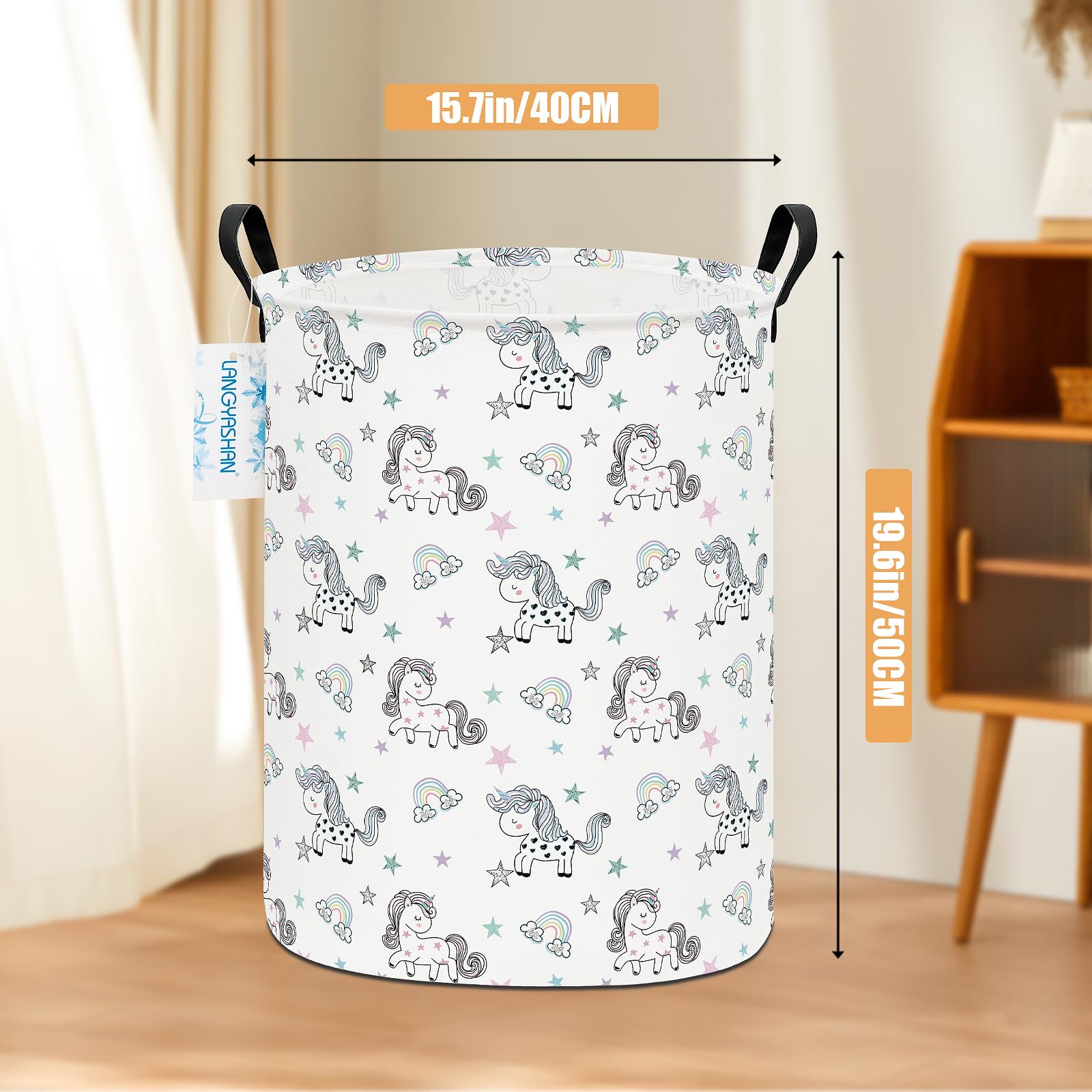 LANGYASHAN canvas laundry basket folds flat for simple storage.
