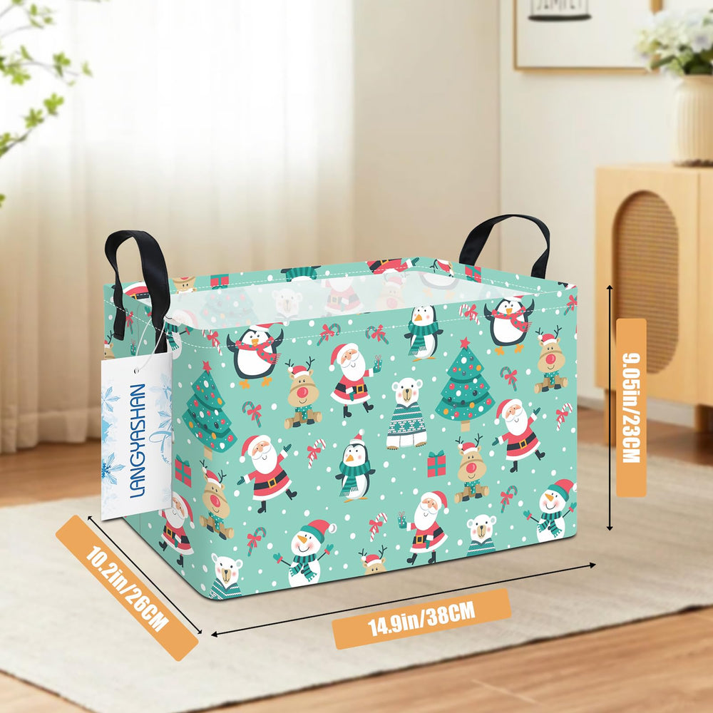 Langyashan Christmas toy bin promotes neat playroom organization and easy access.