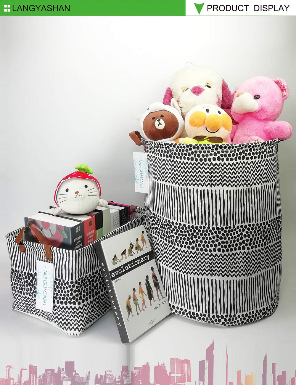 LANGYASHAN closet storage bin helps declutter shelves