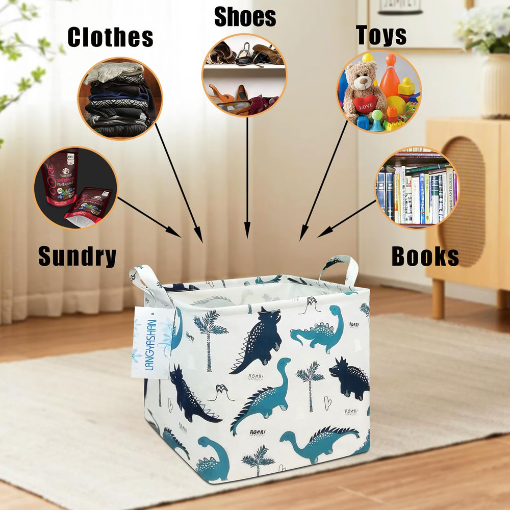 LANGYASHAN foldable storage bin showing collapsible design for compact closet storage.