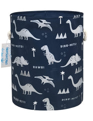 LANGYASHAN laundry basket collapsible with blue dinosaur design for easy storage.