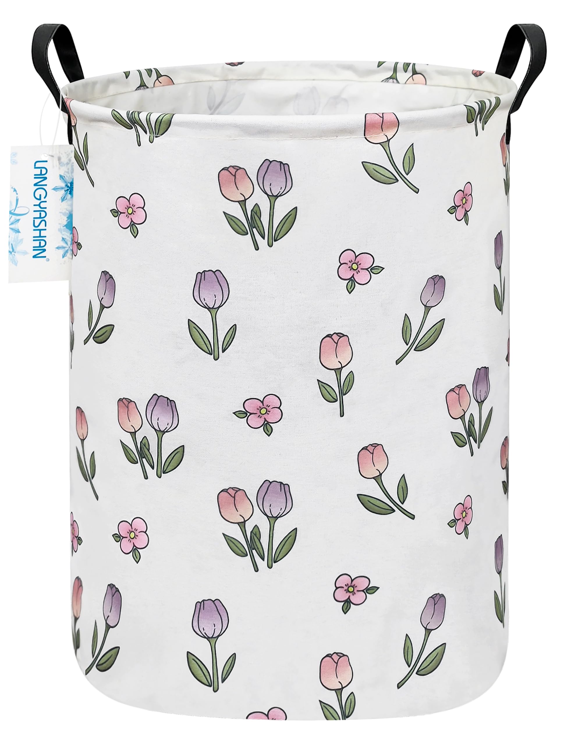 LANGYASHAN laundry basket with tulip design for neat clothing organization