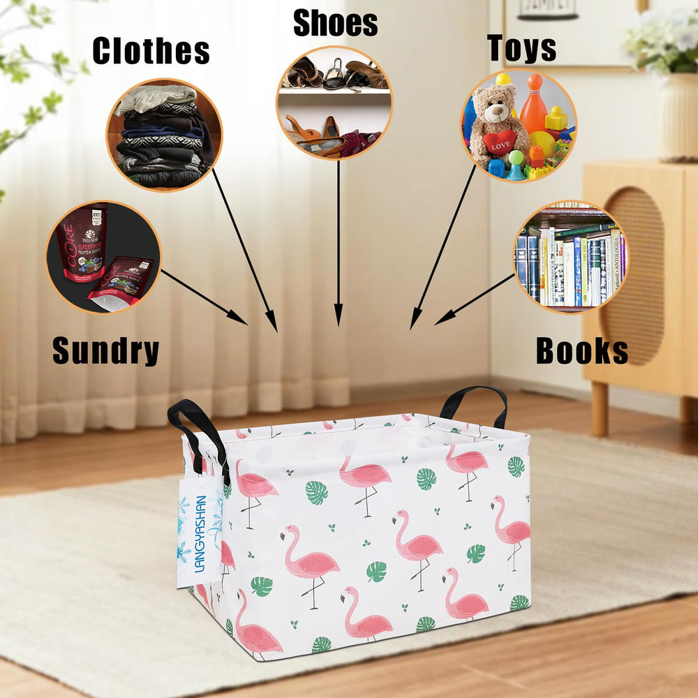 LANGYASHAN toy bin in kids' room with Flamingo print adds cheerful decor