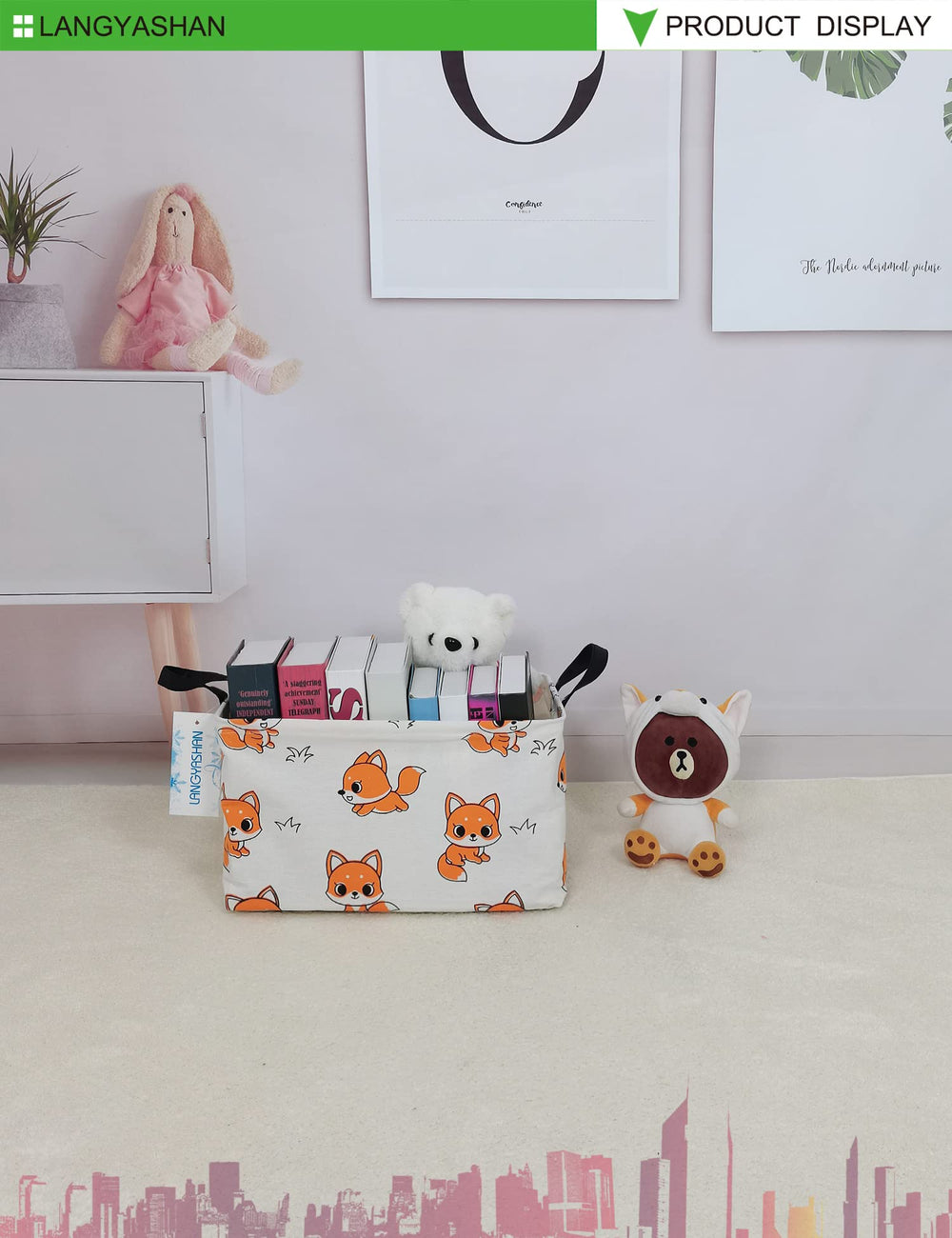 LANGYASHAN Rectangle Storage Bin open top for quick access to toys