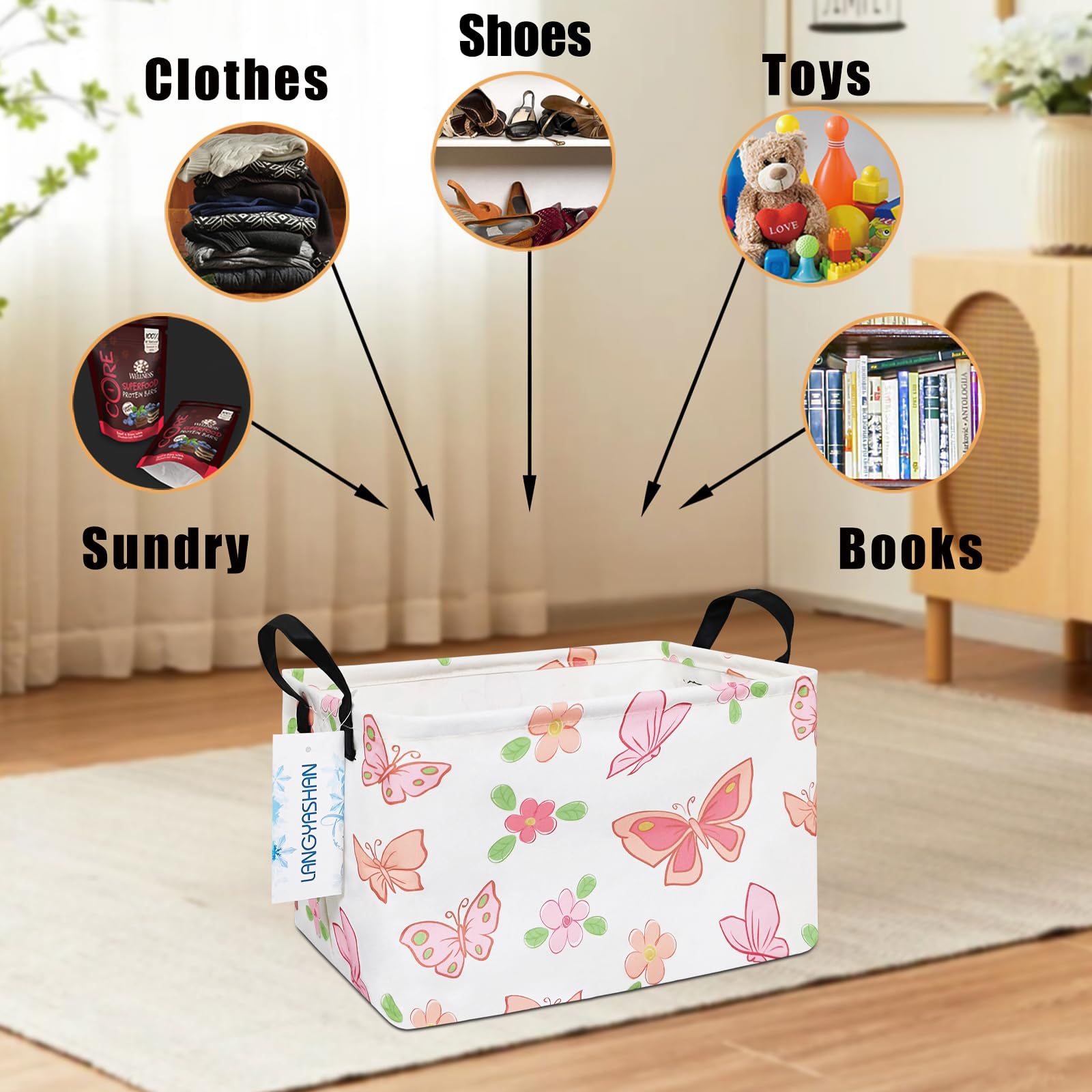 LANGYASHAN canvas fabric bin showing durable material for long-lasting use.
