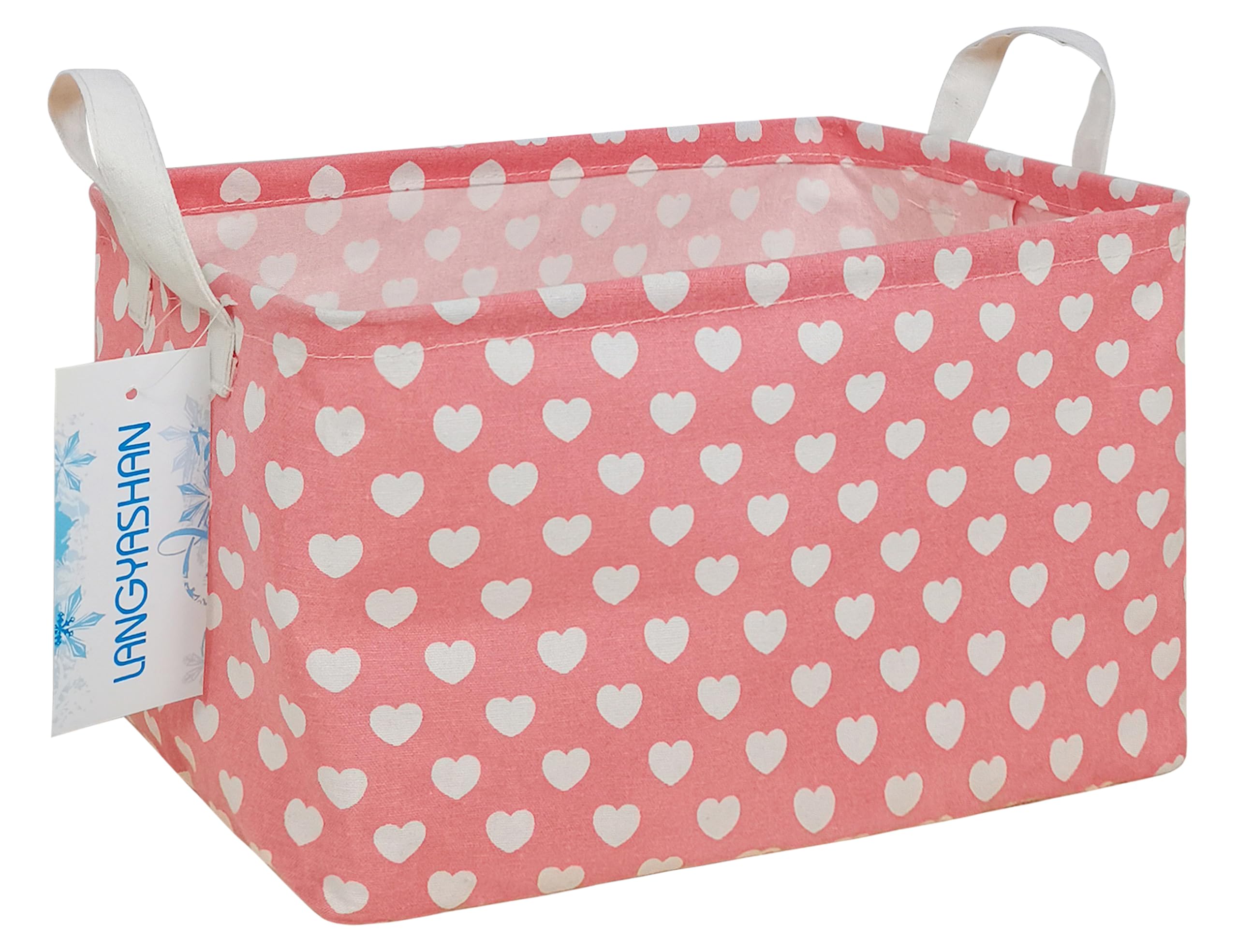 LANGYASHAN rectangular storage bin canvas fabric, ideal for toy and book organization.