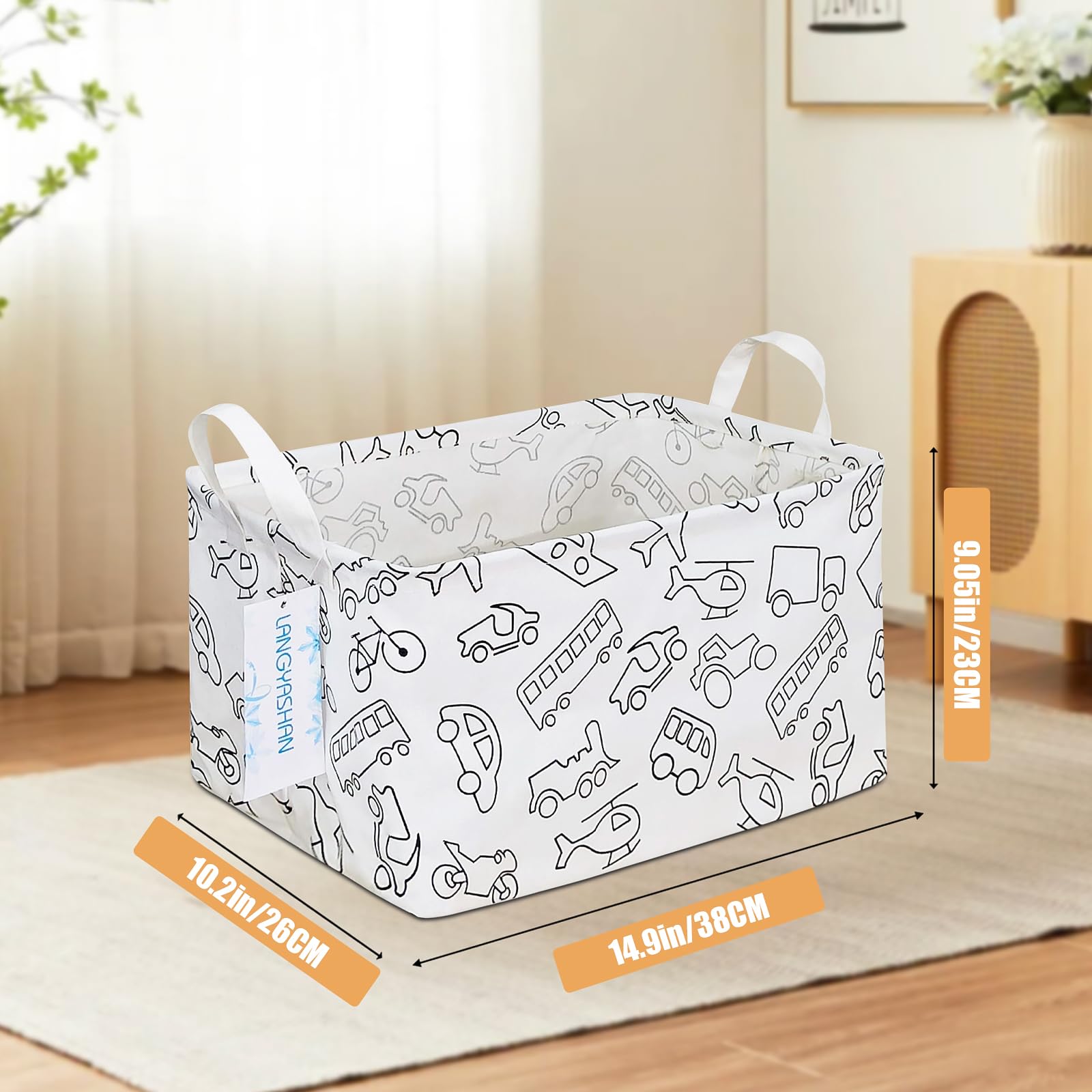 LANGYASHAN rectangular storage bin folded compact for space-saving storage.