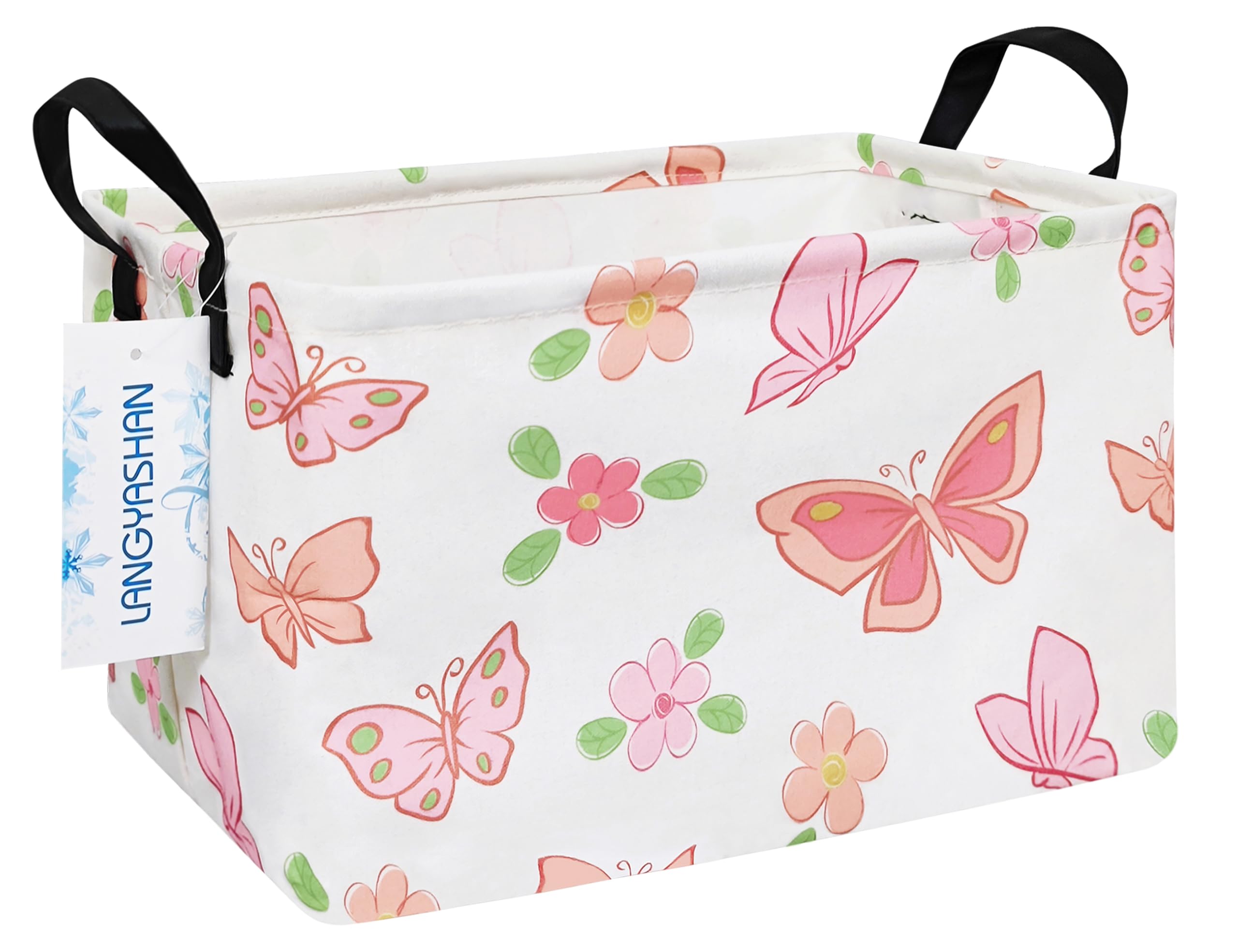 LANGYASHAN rectangular storage bin folded compactly for space-saving storage.