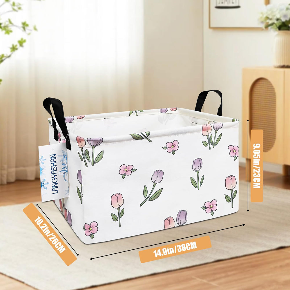 LANGYASHAN rectangular storage bin folded flat for closet storage