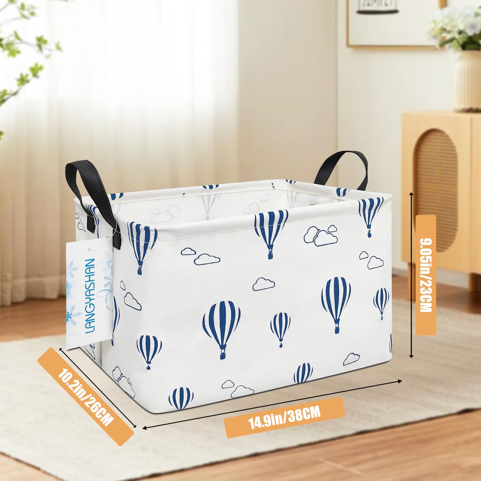 LANGYASHAN rectangular storage bin front view highlights easy-access toy sorting.